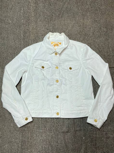 michael kors denim jacket men|Michael Kors white jean jacket.